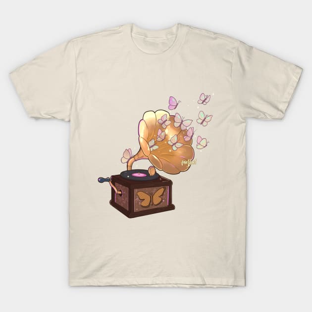 Butterfly Phonograph T-Shirt by paintdust